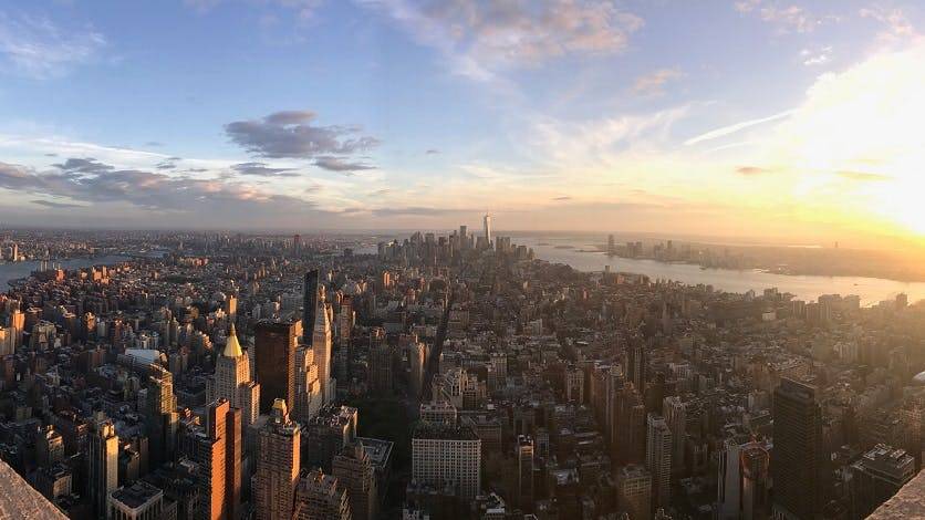 A view of New York City from the top of the Empire State Building.